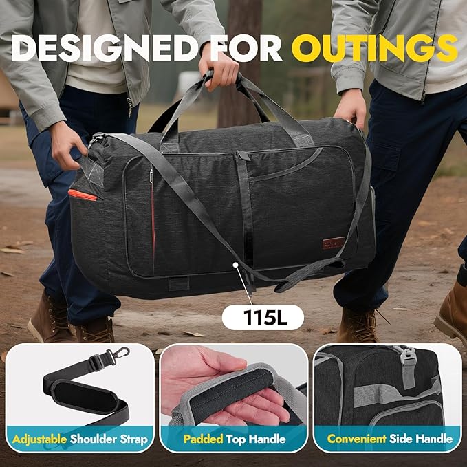 Canway 65L Travel Duffel Bag, Foldable Weekender Bag - Image 6