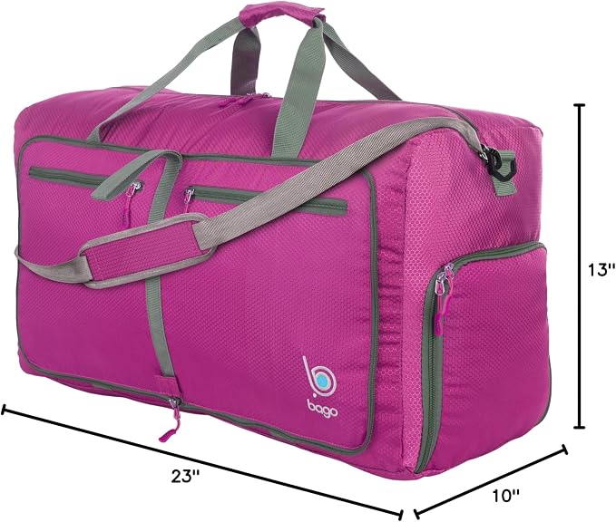 Bago Foldable Duffel Bags for Traveling Women & Men - 60L Medium Packable - Image 12