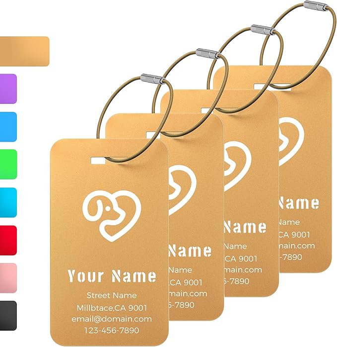 Personalized Luggage Tags, Custom Luggage Tags 4 Pack TSA Approved Double Sided by Unknown