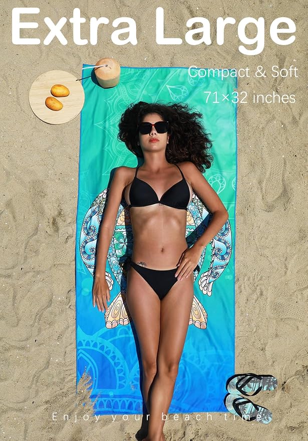 4 Pack Microfiber Thin Lightweight Beach Towel Sand Free Quick Dry Absorbent - Image 3