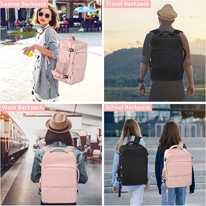 Travel Backpack for Women Men, Travel Laptop Backpack w/USB Charging Port - Image 8