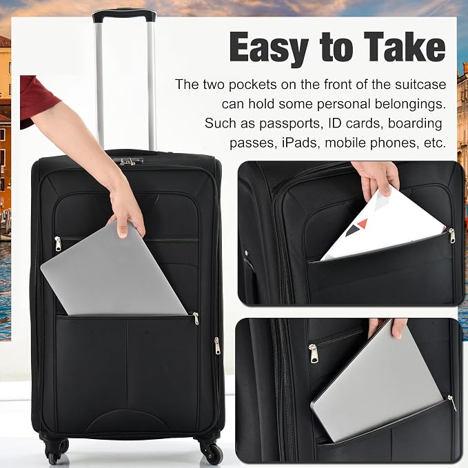 Merax Softside Luggage Set Softshell Lightweight 3 Piece Spinner Suitcase - Image 6