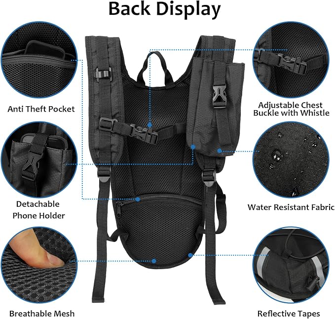 Lightweight Hydration Backpack 2L Water Bladder Pack - Image 5