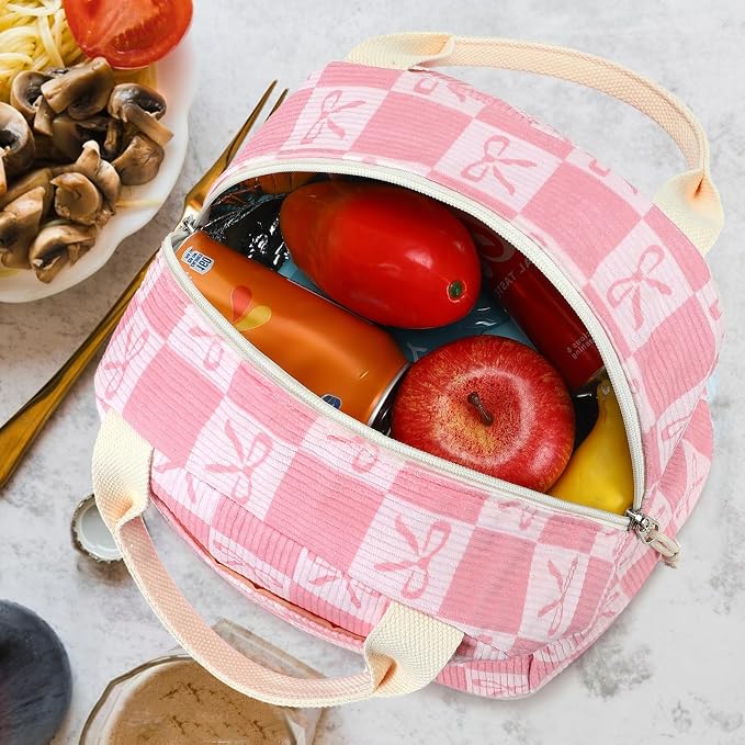 Bluboon Lunch Bag for Women Men Cute Corduroy Lunch Tote Bags Reusable - Image 4