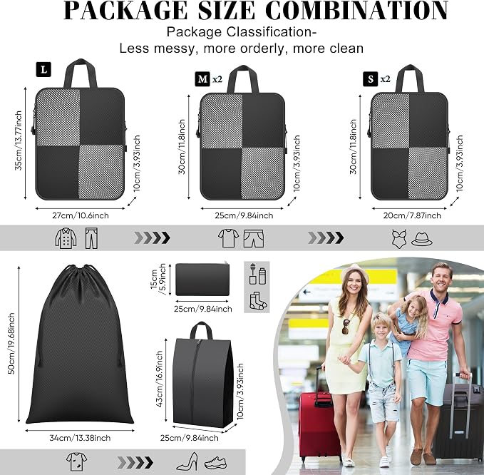 8 Set Compression Packing Cubes Travel, Lightweight Expandable Travel Cubes - Image 4