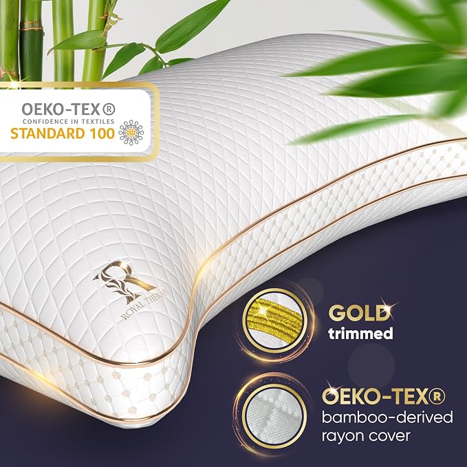 Royal Therapy King 2-Pack Memory Foam Pillow, Adjustable Shredded Odor-Free - Image 5