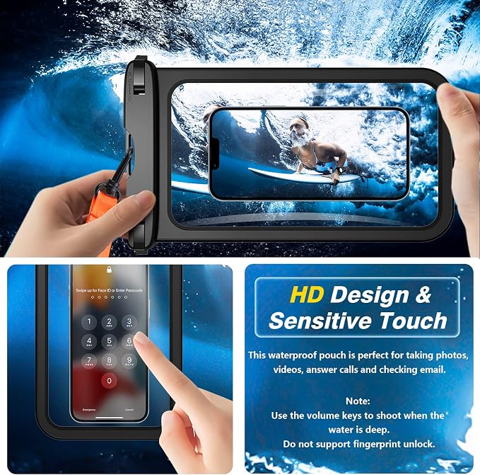 Temdan 2 Pcs Waterproof Phone Pouch, Universal IPX8 Waterproof Cell Phone Case - Image 4