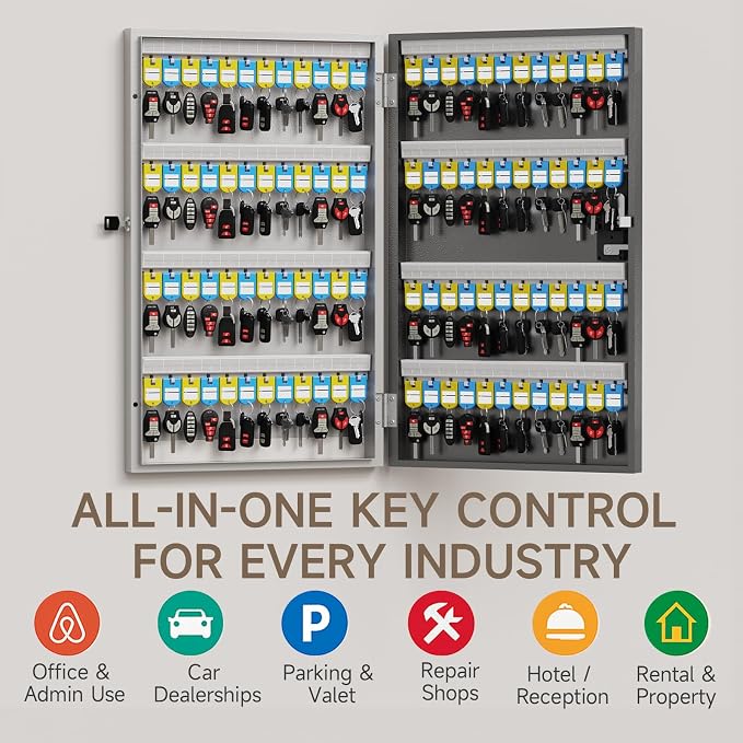 WeHere 96 Key Lock Box Wall Mount, APP Bluetooth/OTP/Wi-Fi/Fixed Code/Key Unlock - Image 6