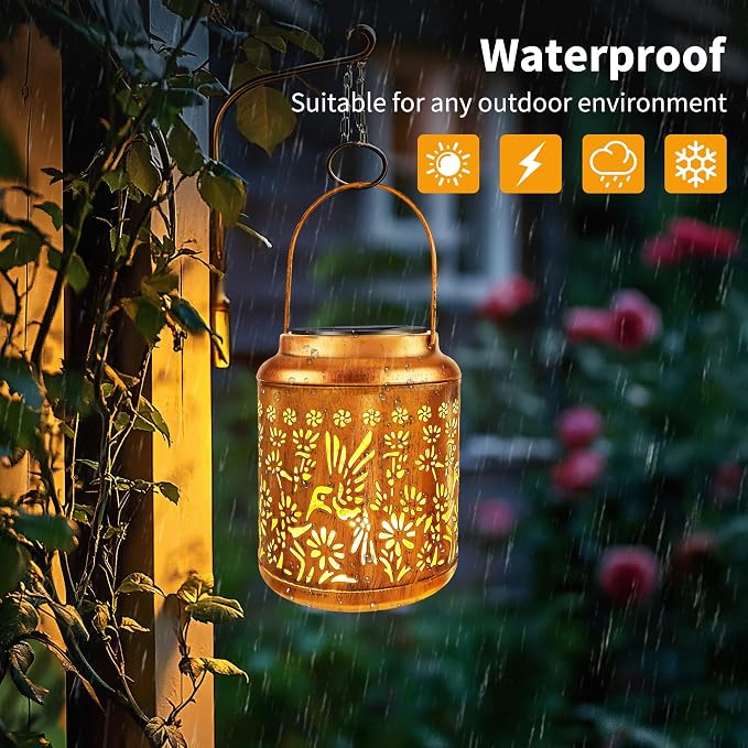 Brizled Hummingbird Solar Lanterns, 2 Pack Outdoor Lanterns Christmas Birthday - Image 4