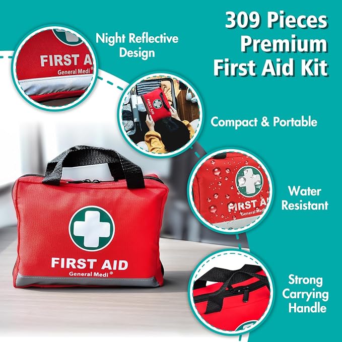 General Medi First Aid Kit -309 Pieces- Reflective Bag Design - Image 4