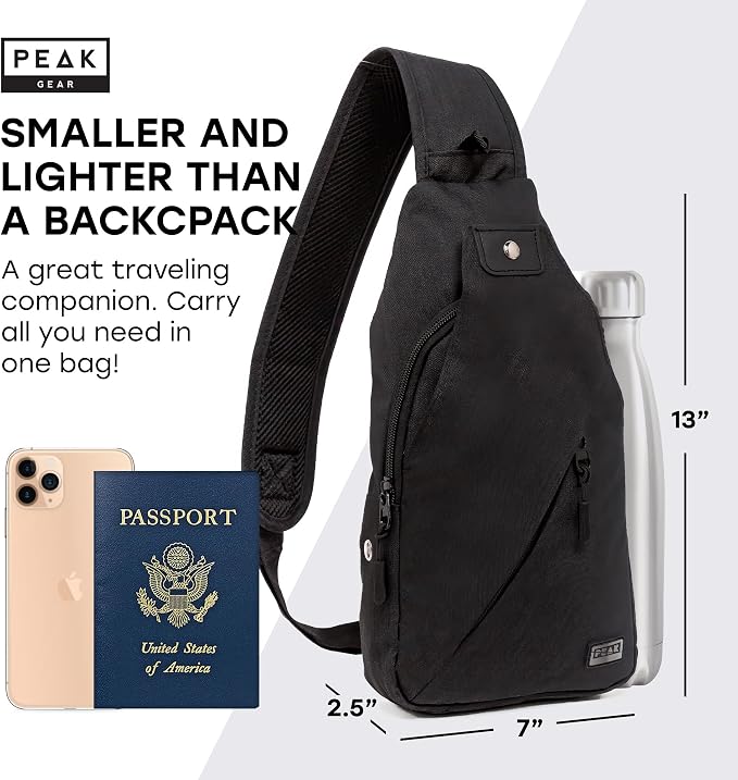 Peak Gear Travel Sling Bag. Compact Crossbody Bag | Lighter and Smaller than a - Image 2