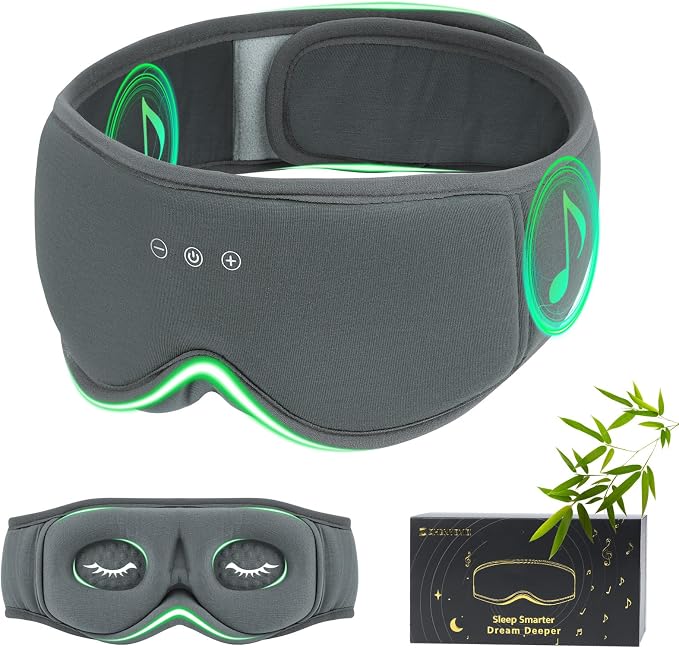 Bamboo Cotton Sleep Mask with Bluetooth Wireless Headphones by RestEasyLiveCalm
