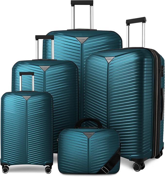 LEAVES KING LARVENDER Luggage Sets 5 Piece, Expandable PP Suitcase by LEAVESKINGLuggageSets