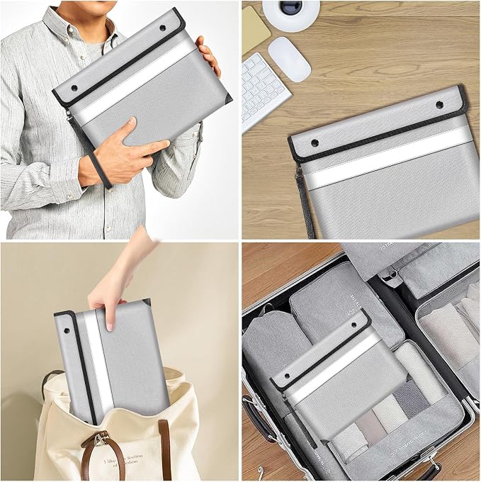 Fireproof Money Bag for Cash, Fireproof Document Bag 5200°F Heat Insulated - Image 7