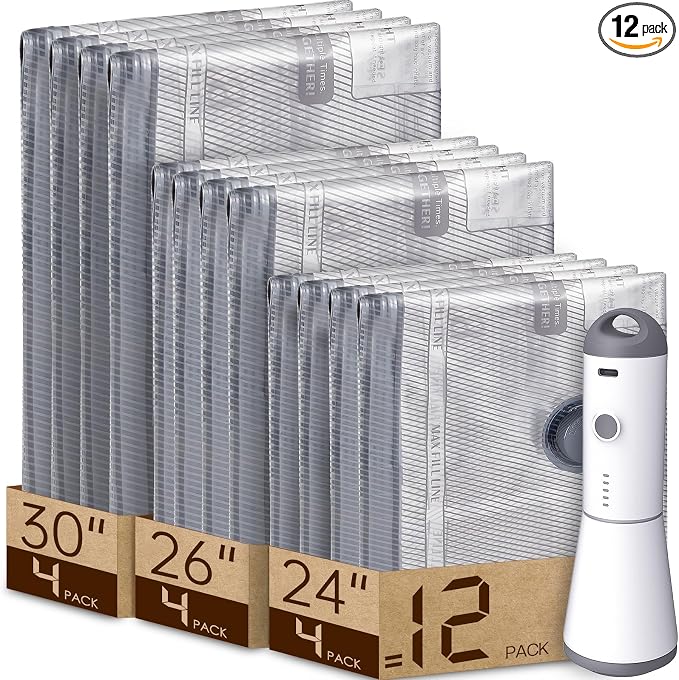 12 Pack Vacuum Bags for Travel by Vacbird