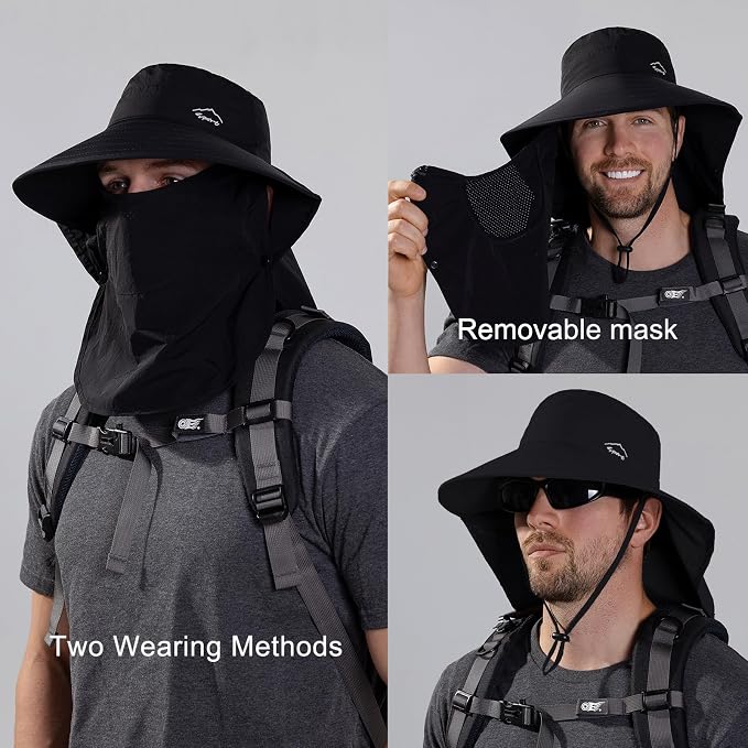 Sun Hat for Men Women with Neck Flap, UPF 50+ UV Protective Hiking Fishing Hats - Image 2