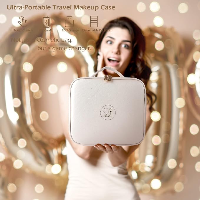MOMIRA Makeup Bag with Mirror and Light Travel Makeup Train Case Cosmetic Bag - Image 7
