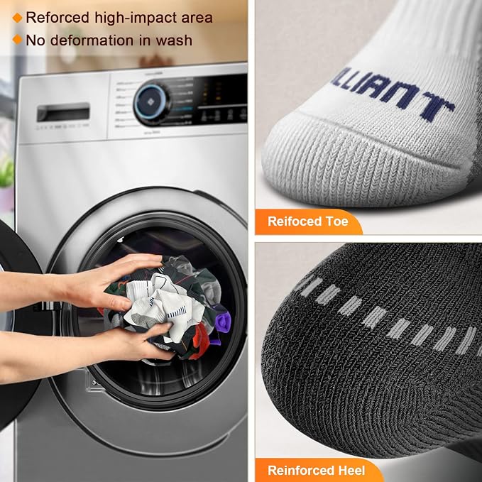 BULLIANT Compression Socks for Men 6Pairs, Athletic Crew Socks Cushioned For - Image 9