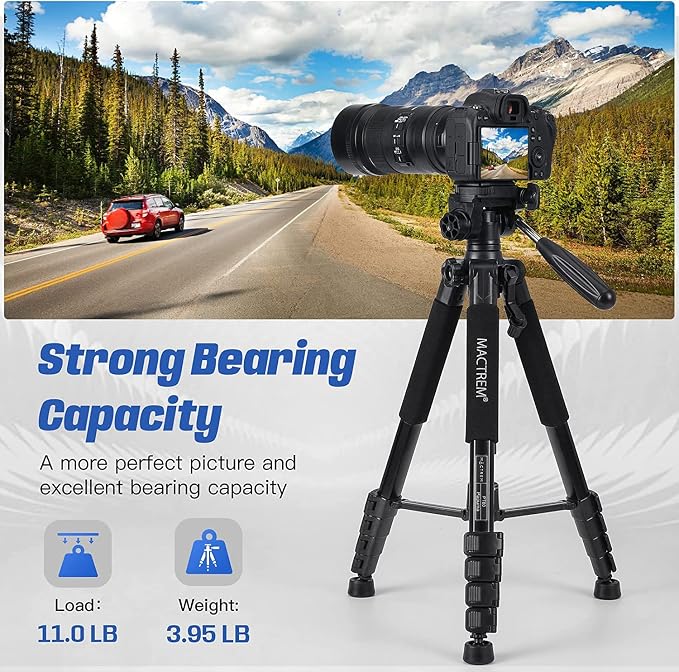 MACTREM 75 Inch Camera Tripod for Sony Canon Nikon, Lightweight Travel Video - Image 3