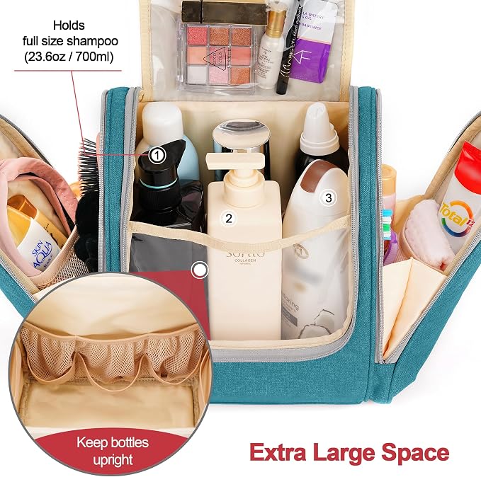 Extra Large Toiletry Bag for Women and Men, 6 Organizer Compartments, Holds - Image 2