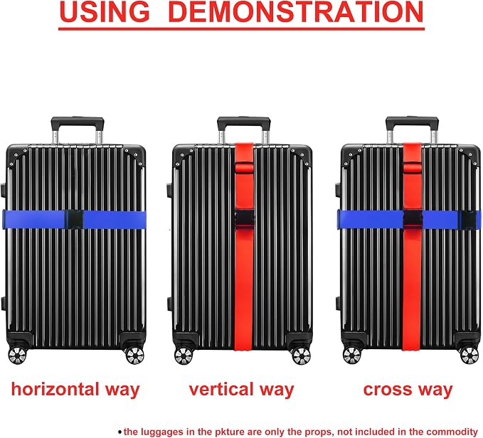 Luggage Straps for Suitcases TSA Approved Travel Belt 4 Pack by Chelmon - Image 5