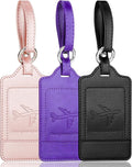 Teskyer Luggage Tags, 3 Pack Premium PU Leather Luggage Tags Privacy Protection by TESKYER
