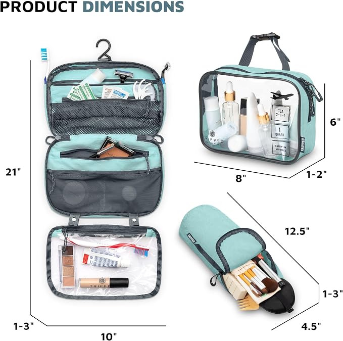 Toiletry Bag Kit Set: Hanging Travel Toiletry Bag + 311 TSA Cosmetic Liquid Bag - Image 3
