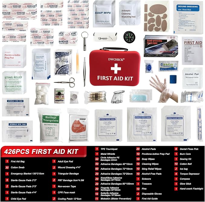 426 Piece Large First Aid Kit, Waterproof Compact Portable Hard Case Emergency - Image 2
