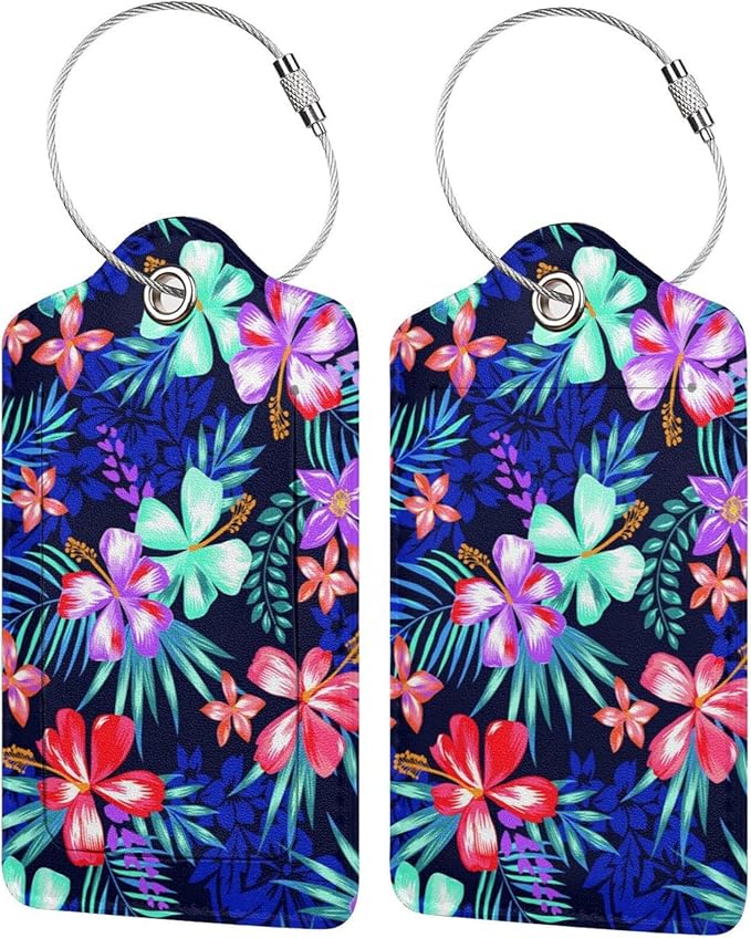 Set of 2 Luggage Tag for Suitcases Tie dye PU Leather Luggage Tag by OMXNAQZ