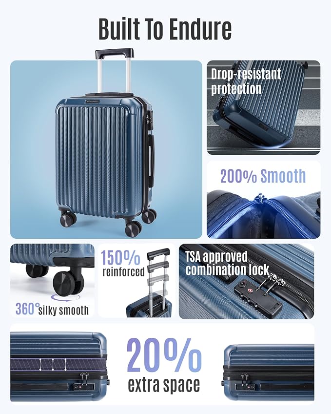 LIGHT FLIGHT Carry On Luggage 22x14x9 Airline Approved, Durable Hard Shell - Image 2