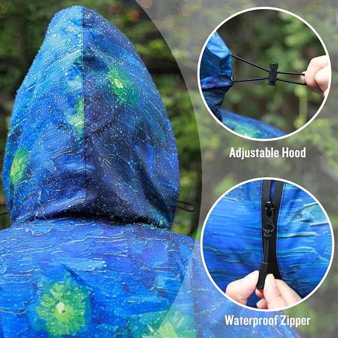 SaphiRose Rain Poncho Jacket Coat Hooded - Image 6