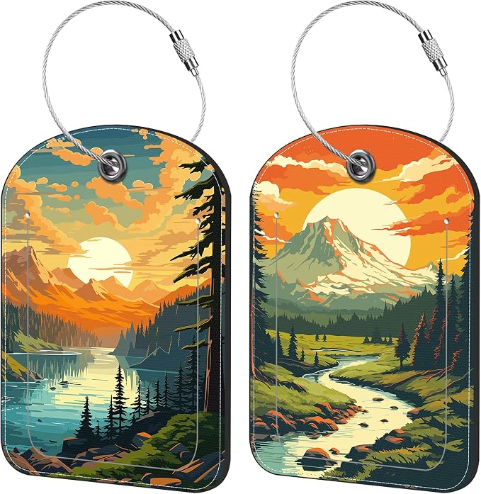 Vintage Mountain and Lake Luggage Tag by iapodiad