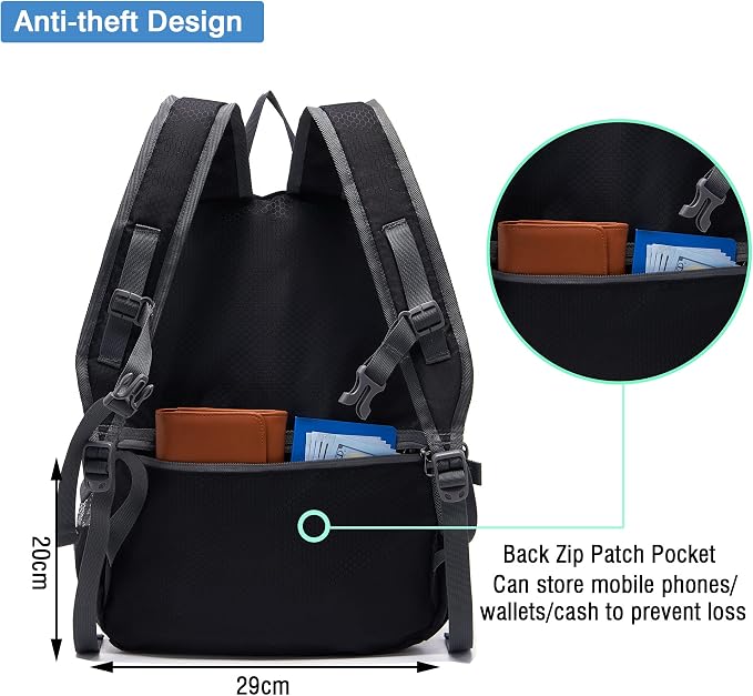 YZAOLL Small Lightweight Packable Hiking Backpack, 20L Hiking Backpack Day Pack - Image 5