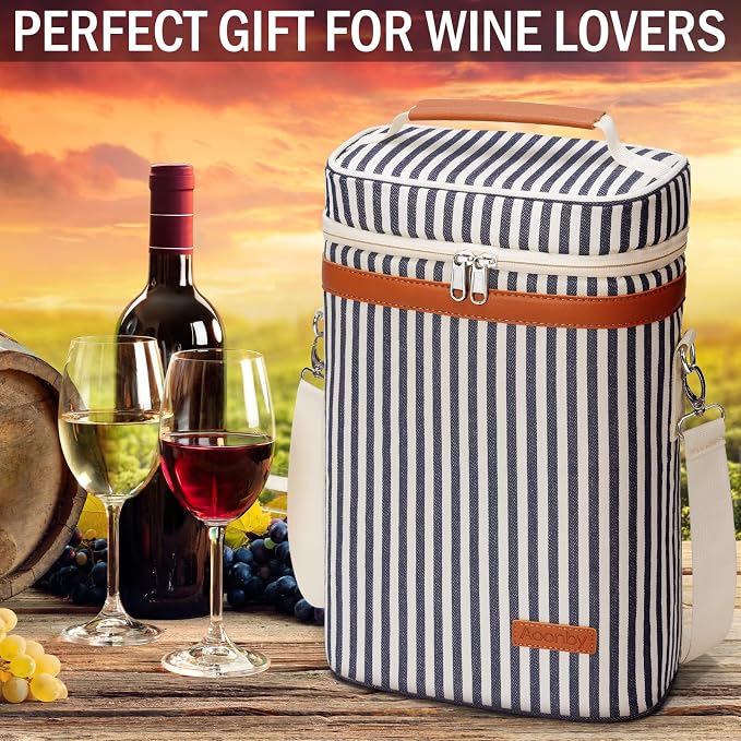 2 Bottle Wine Bag Wine Cooler Carrier Wine Gift Tote Bag, Leakproof & Insulated - Image 5