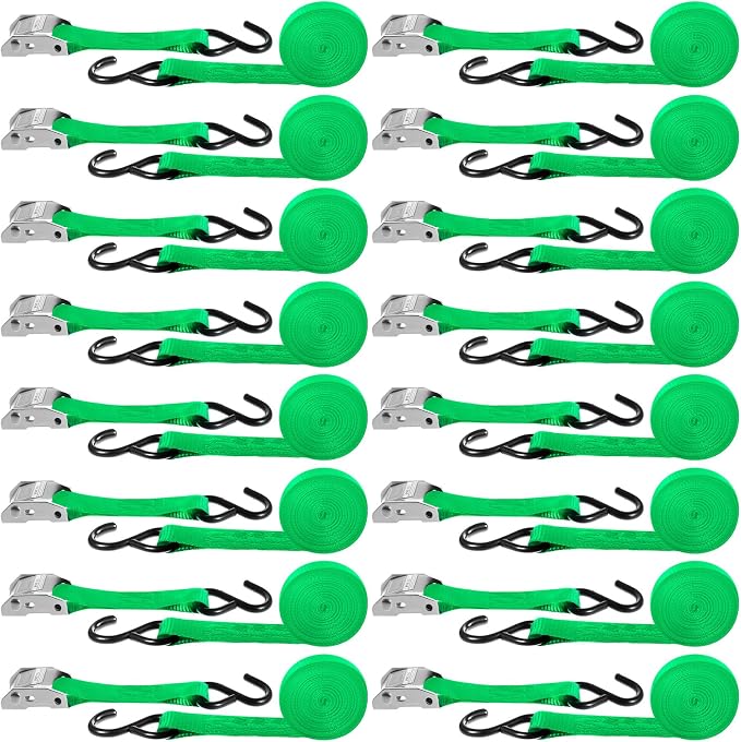 16 Pcs Cambuckle Tie Down Straps 1763lbs Break Strength Securing Straps 1'' x by Riakrum