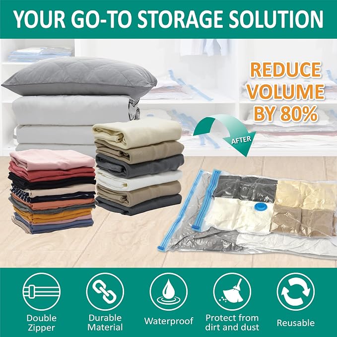 6 Jumbo Vacuum Storage Bags, Space Saver Bags Compression Storage Bags - Image 2