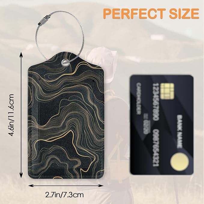 Abstract Line Art 3 Pack PU Leahter Luggage Tag - Image 2