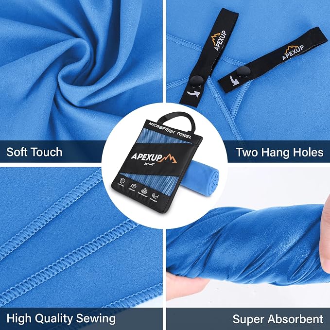 APEXUP Microfiber Travel Towel, Ultra Absorbent Quick Dry Towels, Lightweight - Image 2