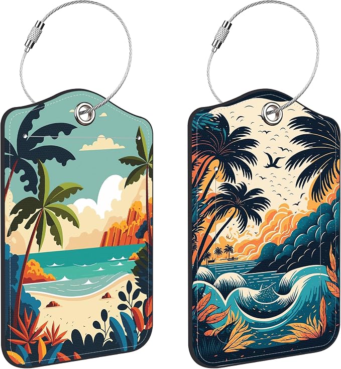 Tropical Beach at Sunset Luggage Tags by Unknown