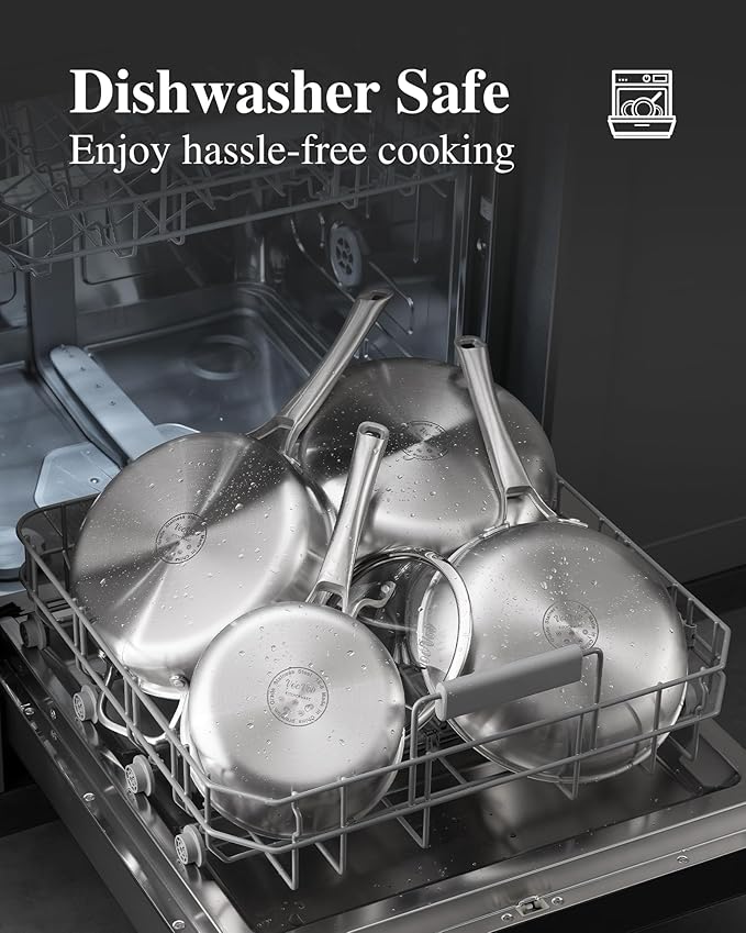 Stainless Steel Cookware Set, Tir-Ply Pots and Pans Set, PFOA Free, Frying Pans - Image 5