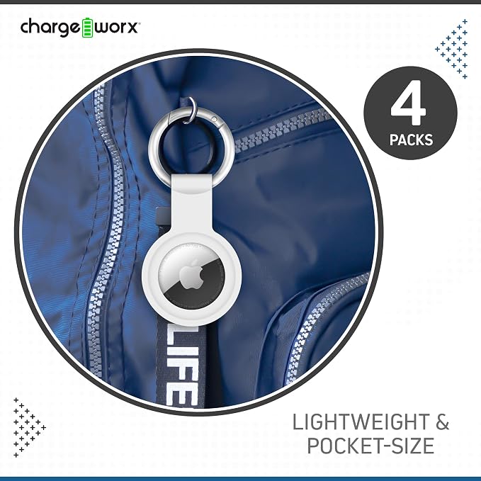 CHARGEWORX Air Tag Holder 4-Pack – Silicone Protective Keychain Holders - Image 4