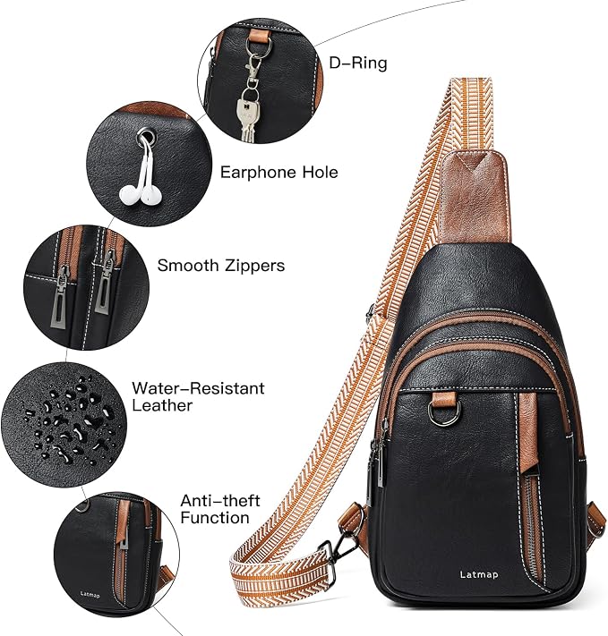 7L Sling Bag for Women Men Leather Small Sling Backpack Daypack Anti Theft - Image 4