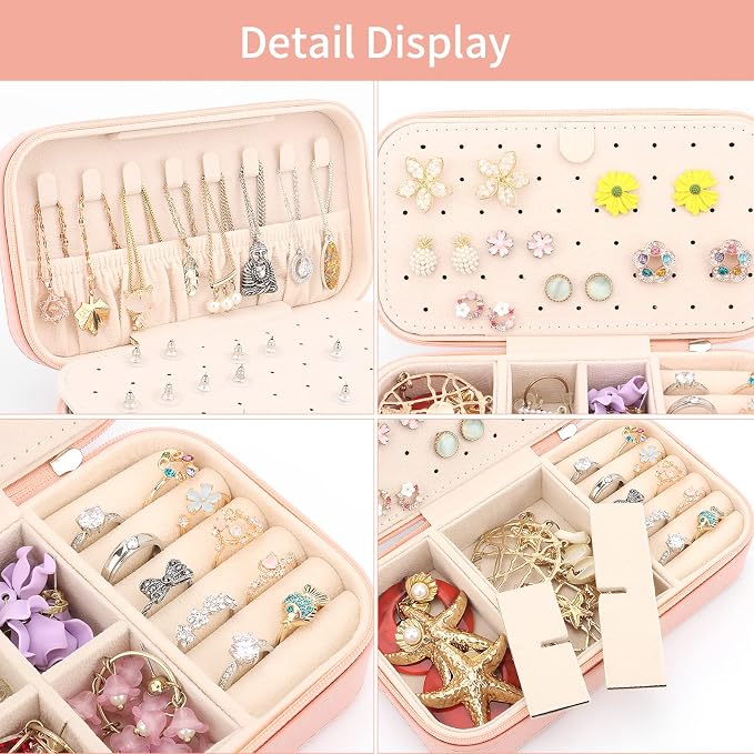 DesignSter Travel Jewelry Box, PU Leather Portable Jewelry Case, Small Jewelry - Image 4