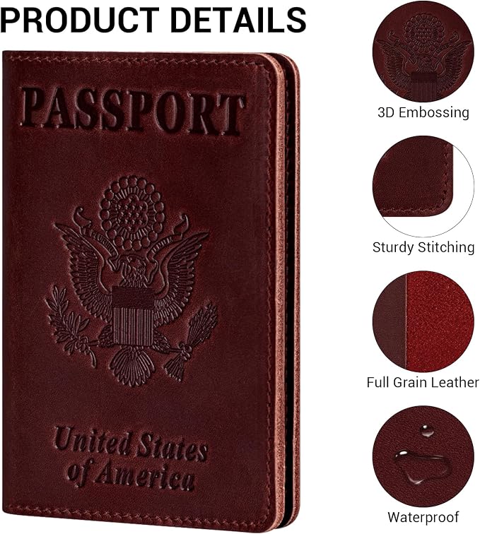 BIAOTIE Premium Leather Passport Holder Covers, Rfid Travel Wallet Passport - Image 4