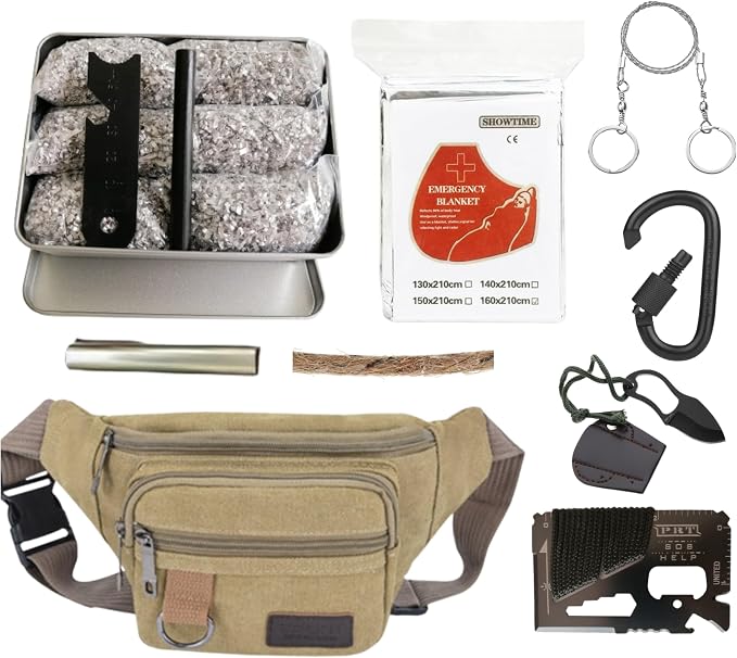 Survival Fire Starter Kit – Magnesium Shavings, Ferro Rod, Wax Rope, Emergency by eGreenOutdoor