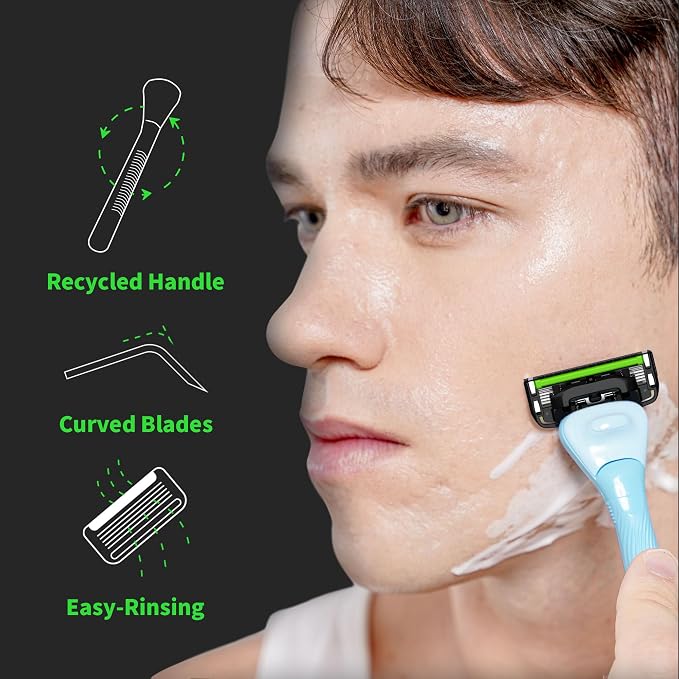 DORCO with Earth Razor with Pace 6 Pro Cartridges • Handle Made from Post - Image 5