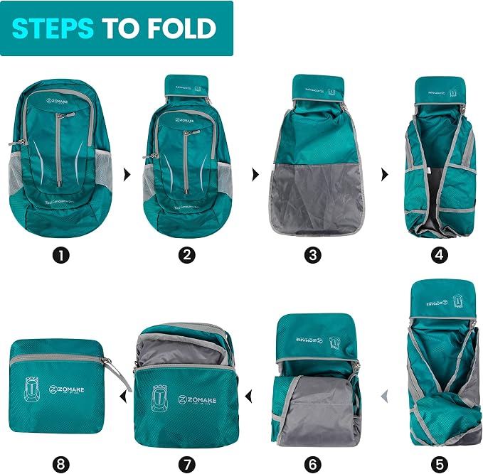 ZOMAKE Ultra Lightweight Packable Backpack 25L, Foldable Hiking Backpacks Water - Image 6