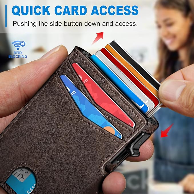 Men Wallet, with Money Clip Coins Pocket ID Window, Slim Front Pocket RFID - Image 5