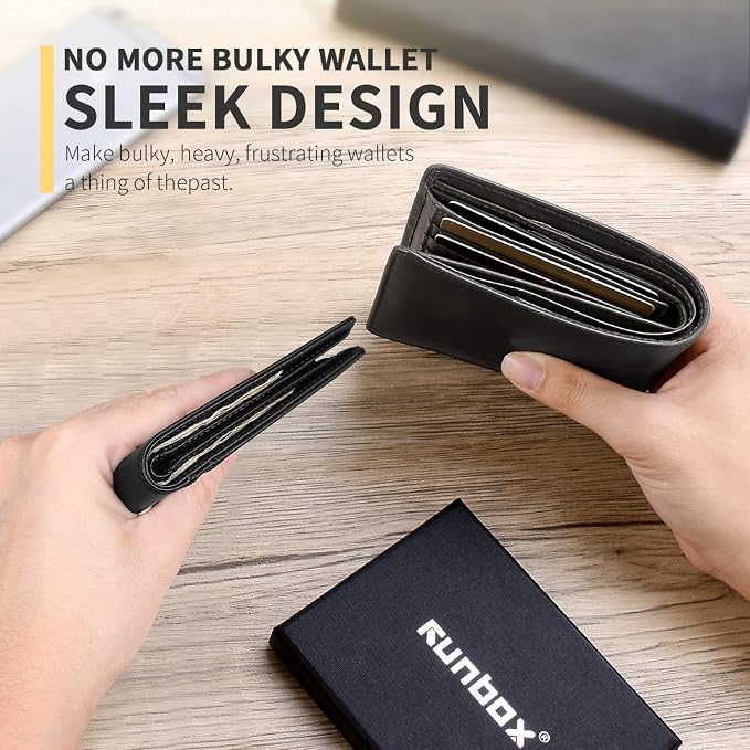 RUNBOX AirTag-Wallet-Mens-Slim-RFID Blocking Wallets Leather - Image 7