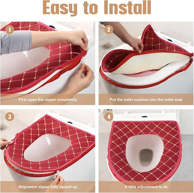 Riakrum 4 Pcs Toilet Seat Covers Pads - Image 5